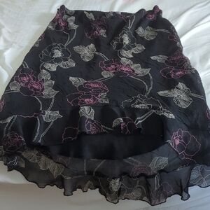 Floral Black and Pink Women's Skirt